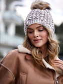 Cappuccino-Wintermütze mit Fischgrätenmuster C13 – Online-Shop – Boutique